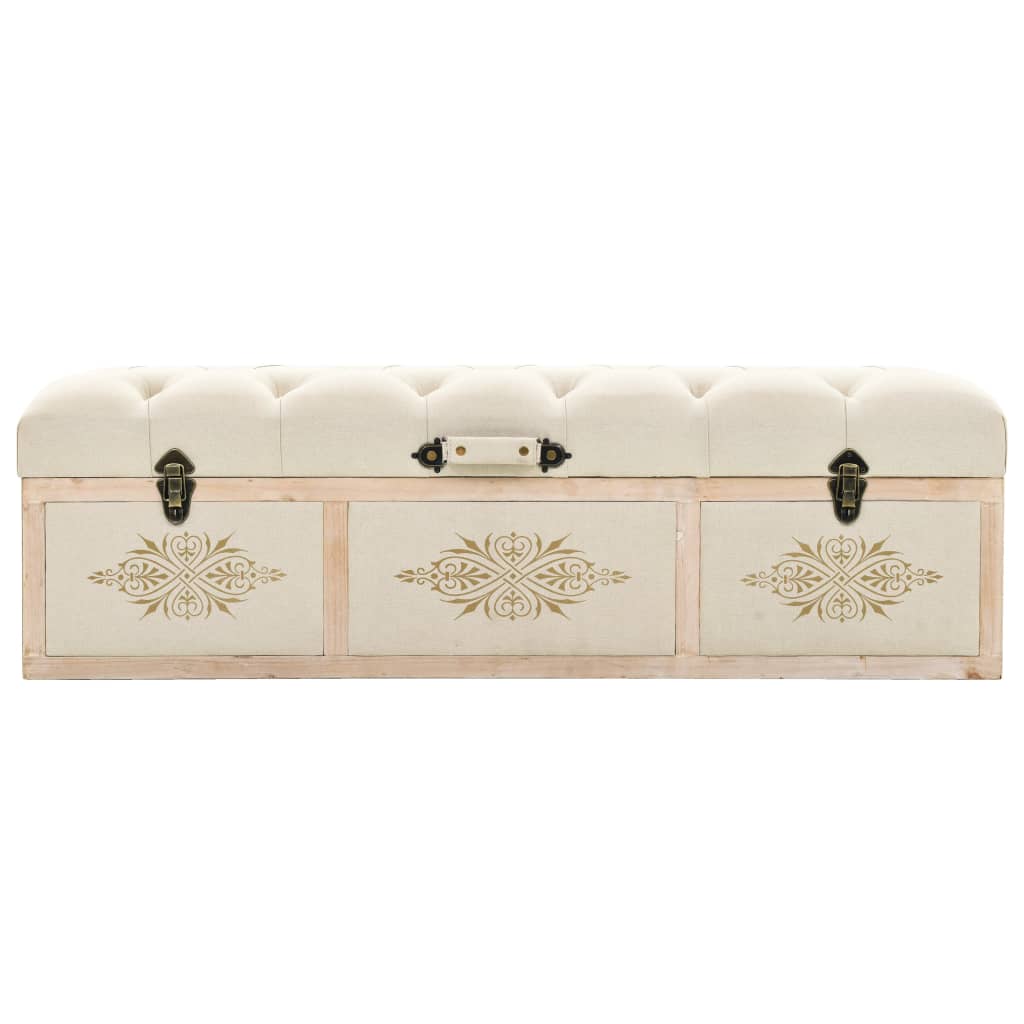 Storage Bench Solid Wood and Fabric 120x32x38 cm