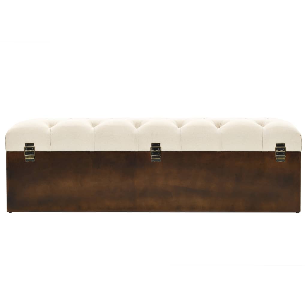 Storage Bench Solid Wood and Fabric 120x32x38 cm
