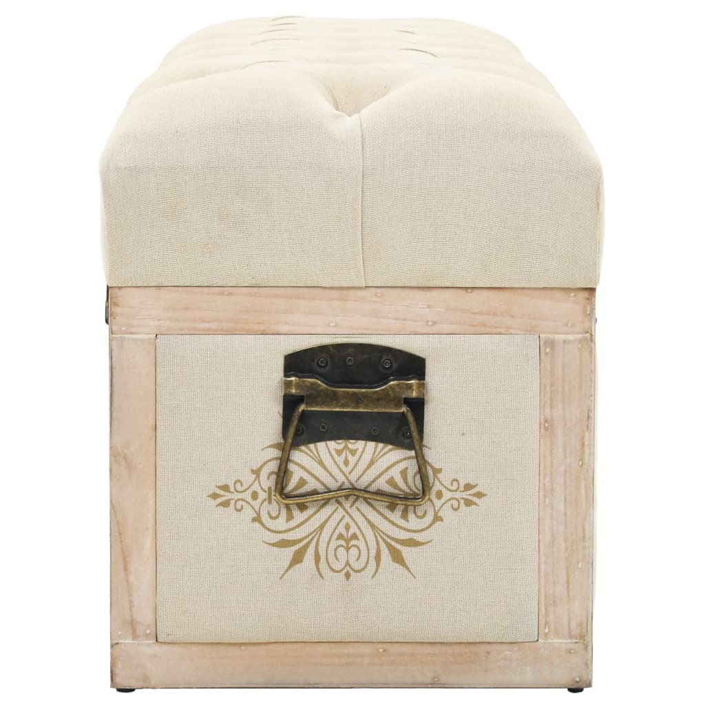 Storage Bench Solid Wood and Fabric 120x32x38 cm