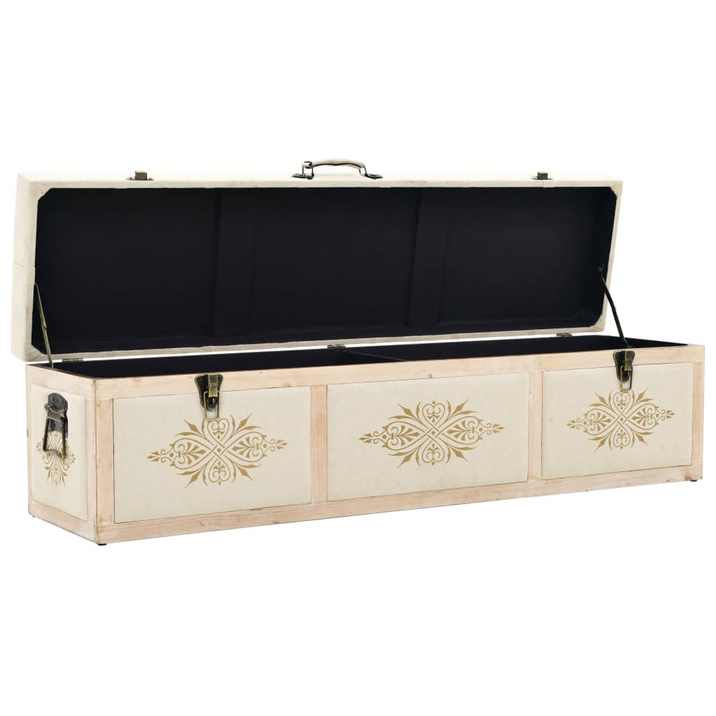 Storage Bench Solid Wood and Fabric 120x32x38 cm