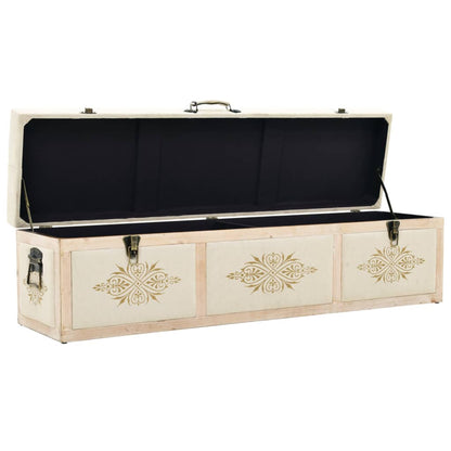 Storage Bench Solid Wood and Fabric 120x32x38 cm