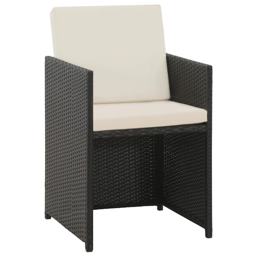 5 Piece Outdoor Dining Set with Cushions Poly Rattan Black