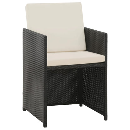 5 Piece Outdoor Dining Set with Cushions Poly Rattan Black