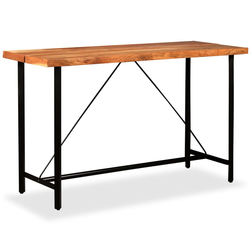 9 Piece Bar Set Solid Sheesham Wood, Genuine Leather & Canvas