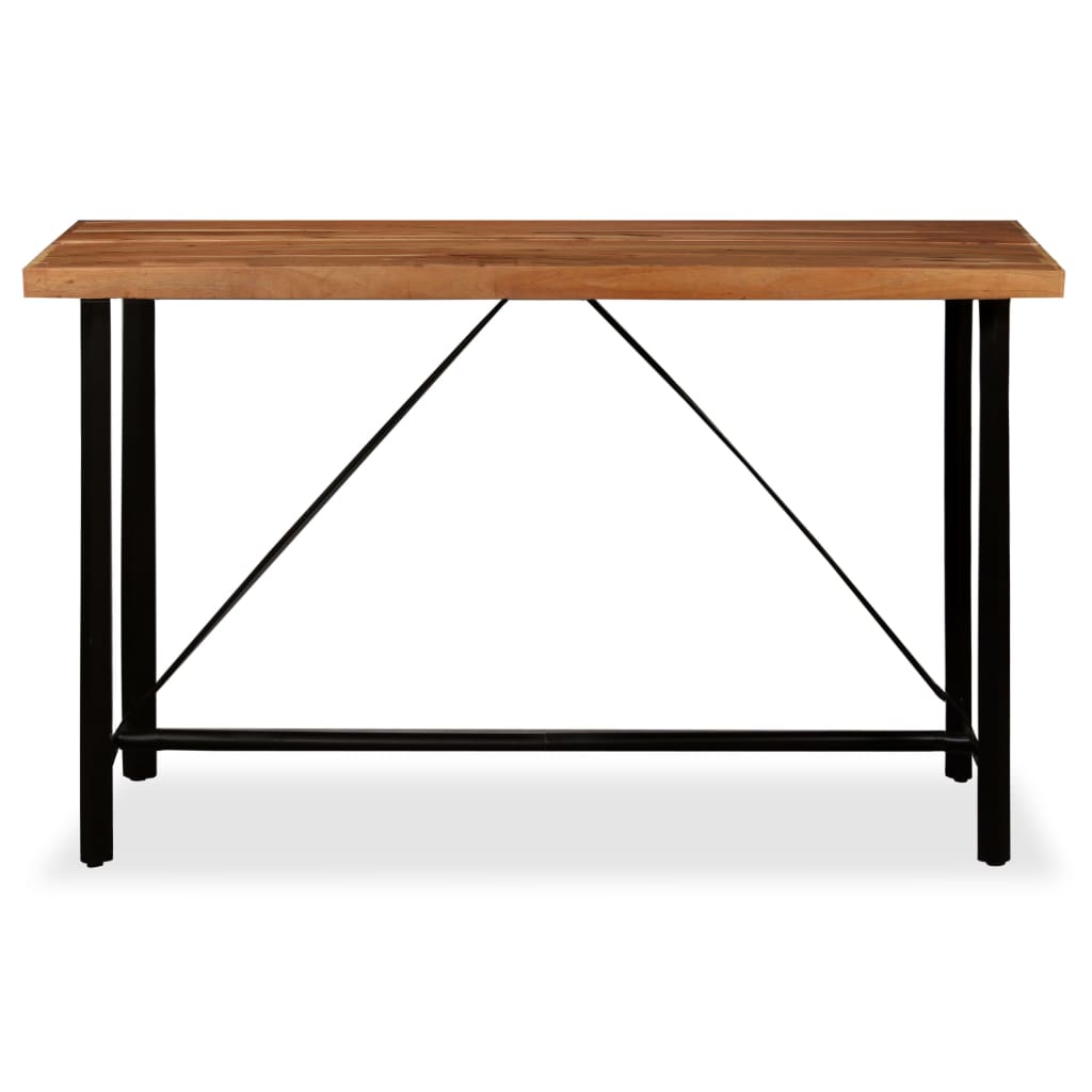 9 Piece Bar Set Solid Sheesham Wood, Genuine Leather & Canvas