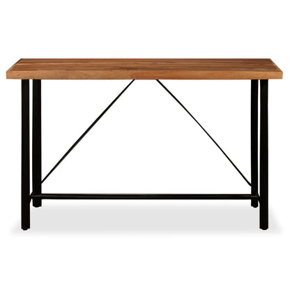 9 Piece Bar Set Solid Sheesham Wood, Genuine Leather & Canvas