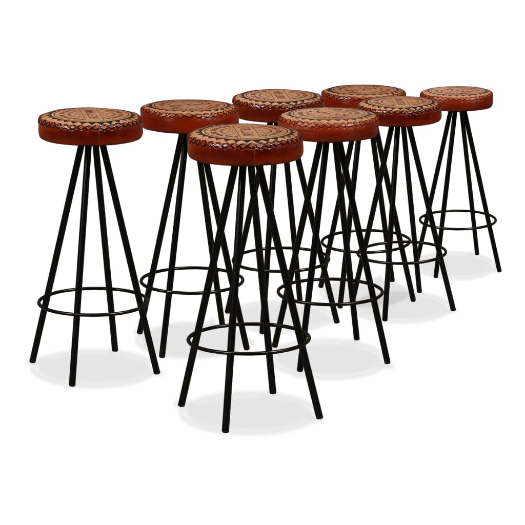 9 Piece Bar Set Solid Sheesham Wood, Genuine Leather & Canvas