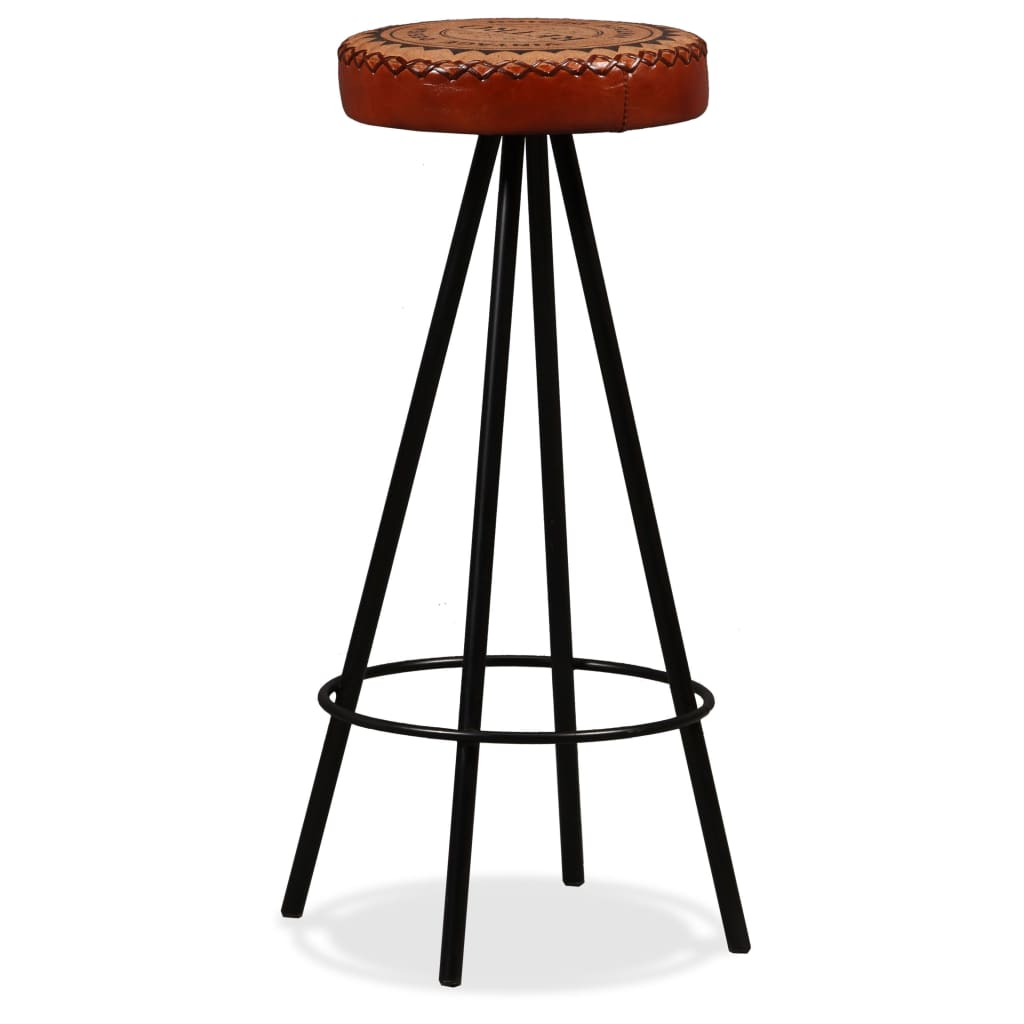 9 Piece Bar Set Solid Sheesham Wood, Genuine Leather & Canvas