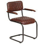 Dining Chairs 2 pcs with Armrests Brown Real Leather