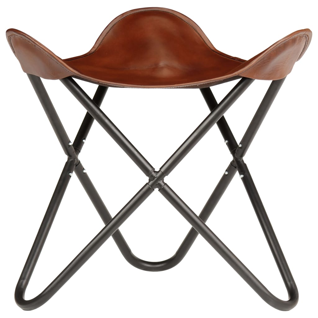 Butterfly Stool Brown Real Leather