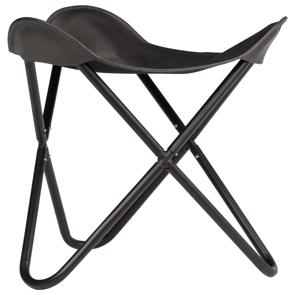 Butterfly Stool Black Real Leather