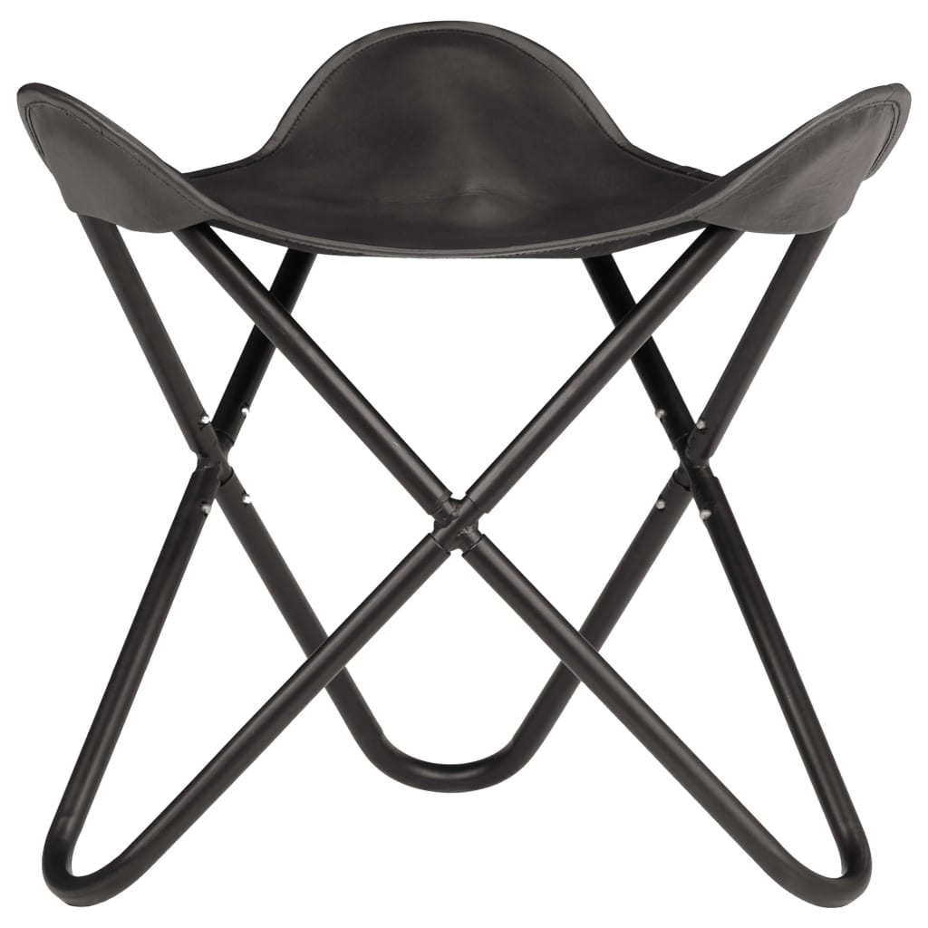 Butterfly Stool Black Real Leather