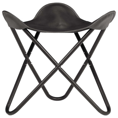 Butterfly Stool Black Real Leather