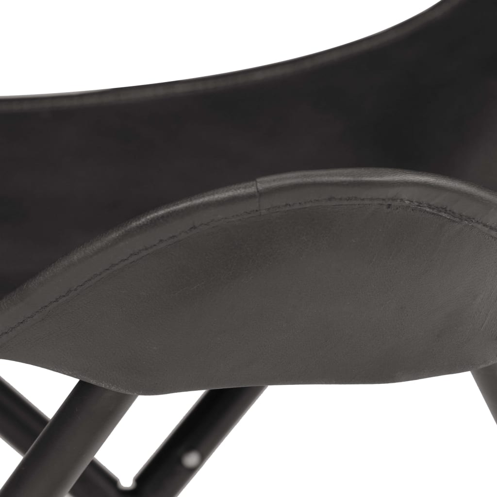 Butterfly Stool Black Real Leather