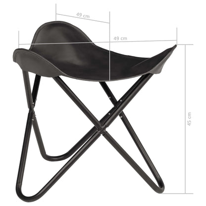 Butterfly Stool Black Real Leather