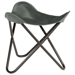 Butterfly Stool Grey Real Leather