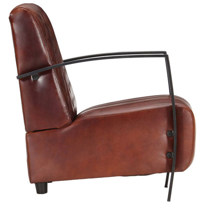 Armchair Brown Real Leather