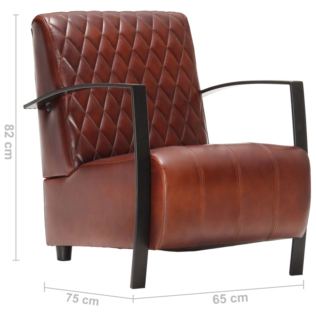 Armchair Brown Real Leather
