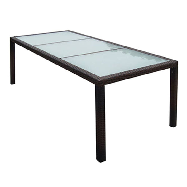  Garden Table  Brown Poly Rattan and Glass