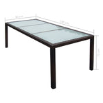 Garden Table  Brown Poly Rattan and Glass