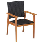 7 Piece Outdoor Dining Set Poly Rattan Black and Brown