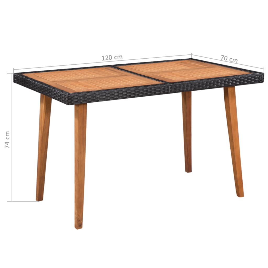 7 Piece Outdoor Dining Set Poly Rattan Black and Brown