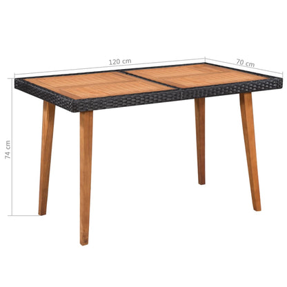 7 Piece Outdoor Dining Set Poly Rattan Black and Brown