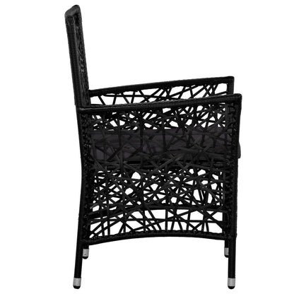 Outdoor Chairs 2 pcs with Cushions Poly Rattan Black