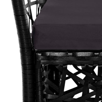 Outdoor Chairs 2 pcs with Cushions Poly Rattan Black
