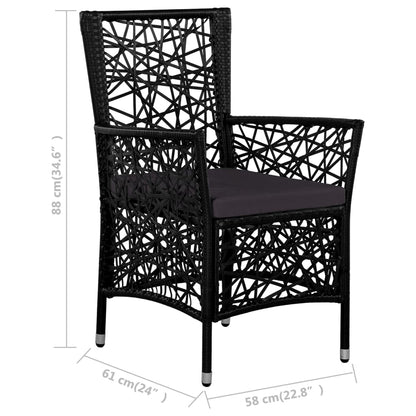 Outdoor Chairs 2 pcs with Cushions Poly Rattan Black