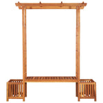 Garden Pergola with Bench and Planter Solid Acacia Wood