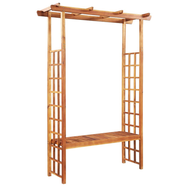 Garden Pergola with Bench Solid Acacia Wood