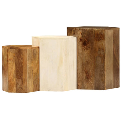 Coffee Table Set 3 Pieces Solid Mango Wood