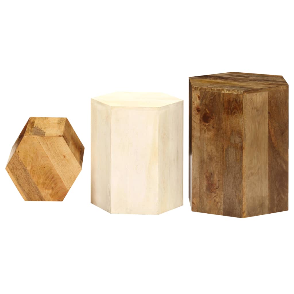 Coffee Table Set 3 Pieces Solid Mango Wood