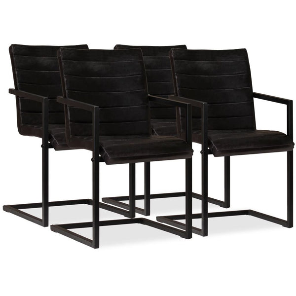  Dining Chairs 4 pcs Anthracite Real Leather