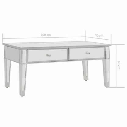 Mirrored Coffee Table MDF and Glass 100x50x45 cm