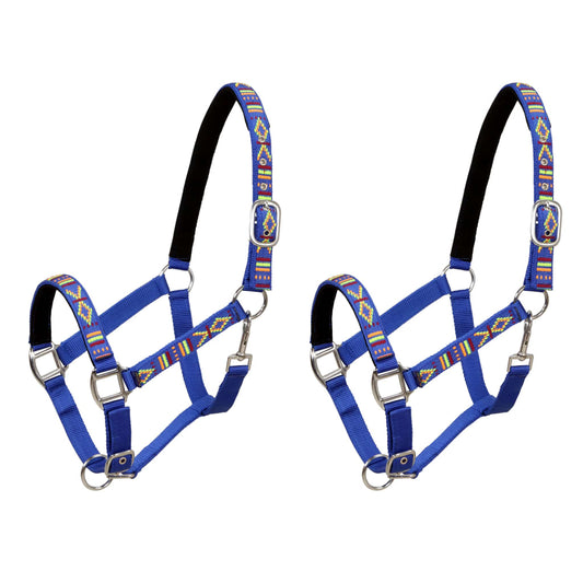 Head Collars 2 pcs for Horse Nylon Size Full Blue