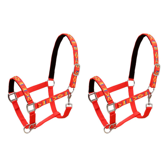 Head Collars 2 pcs for Horse Nylon Size Cob Red