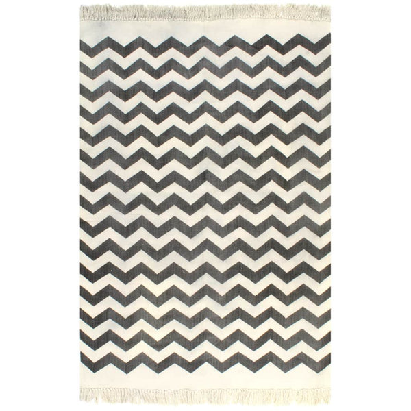  Kilim Rug Cotton with Pattern Black/White