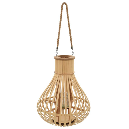 Hanging Candle Lantern Bamboo Natural