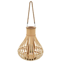 Hanging Candle Lantern Bamboo Natural
