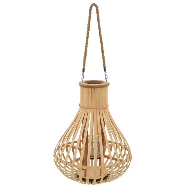  Hanging Candle Lantern Bamboo Natural