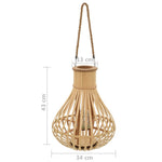 Hanging Candle Lantern Bamboo Natural
