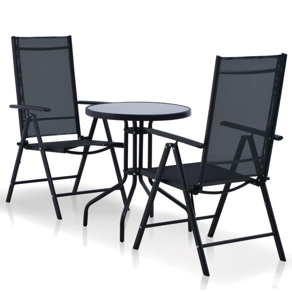  3 Piece Bistro Set Aluminium and Textilene Black