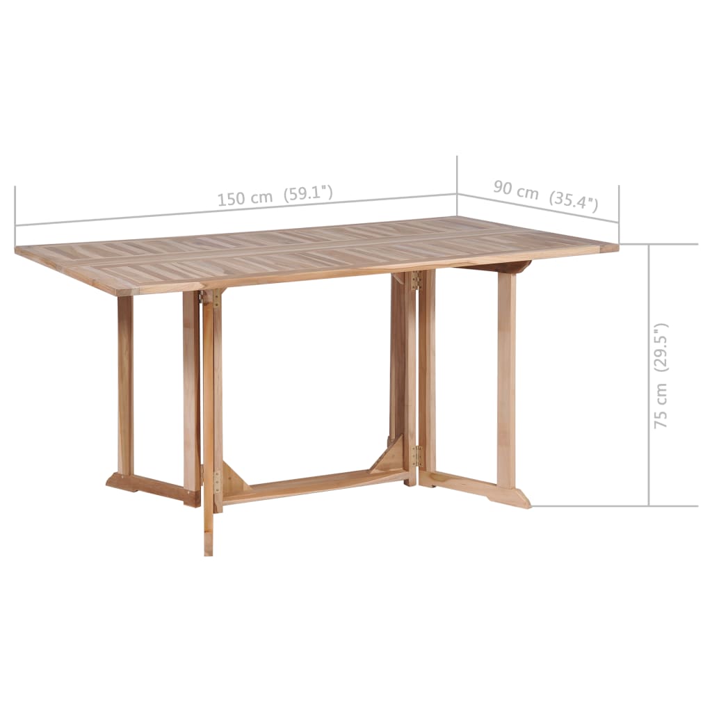 Folding Butterfly Garden Table 150x90x75 cm Solid Teak Wood