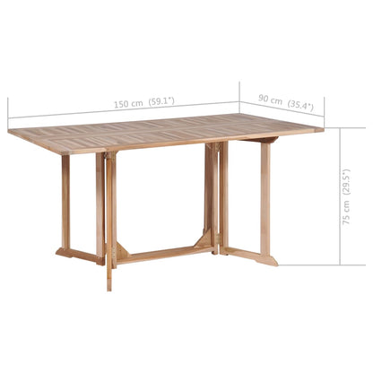 Folding Butterfly Garden Table 150x90x75 cm Solid Teak Wood