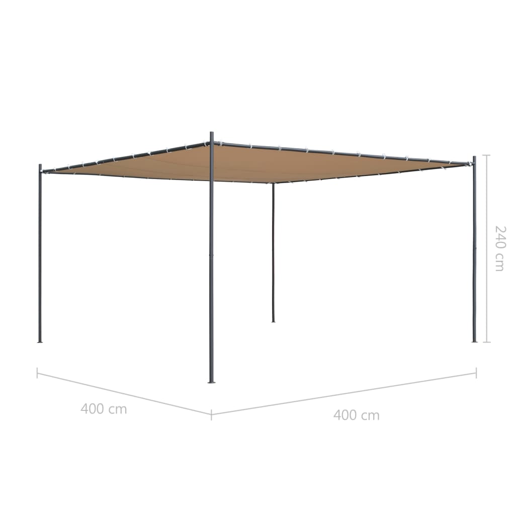 Gazebo with Flat Roof 4x4x2,4 m Beige