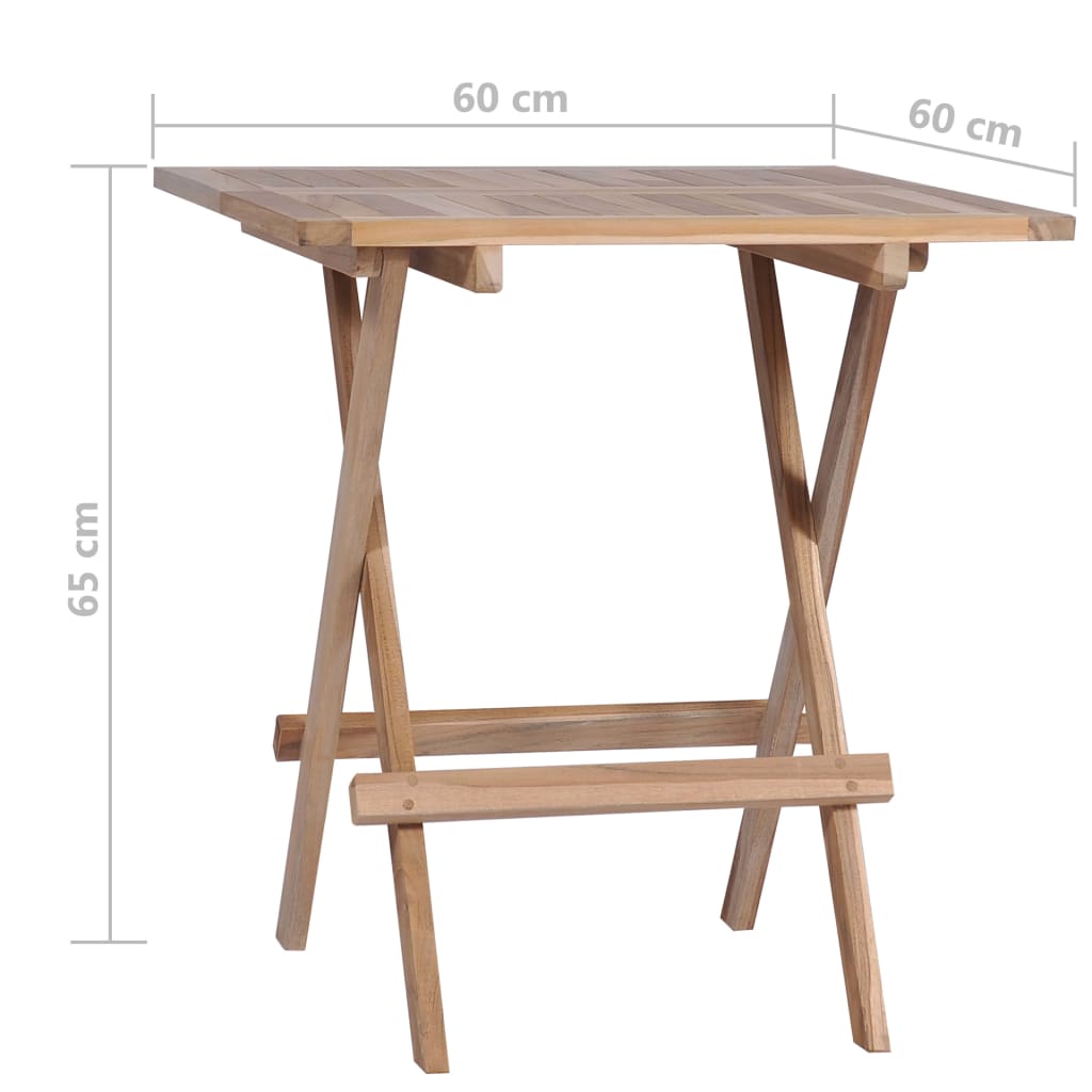 Folding Bistro Table 60x60x65 cm Solid Teak Wood