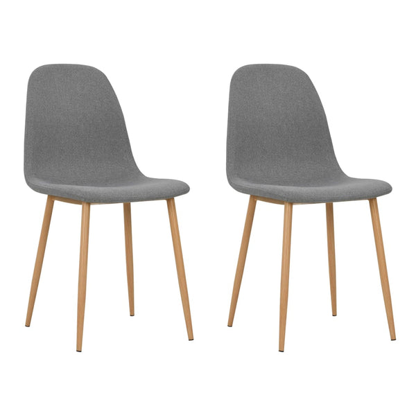  Dining Chairs 2 pcs Light Grey Fabric