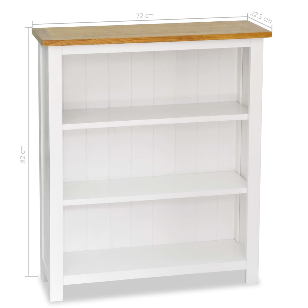 3-Tier Bookcase 72x22,5x82 cm Solid Oak Wood